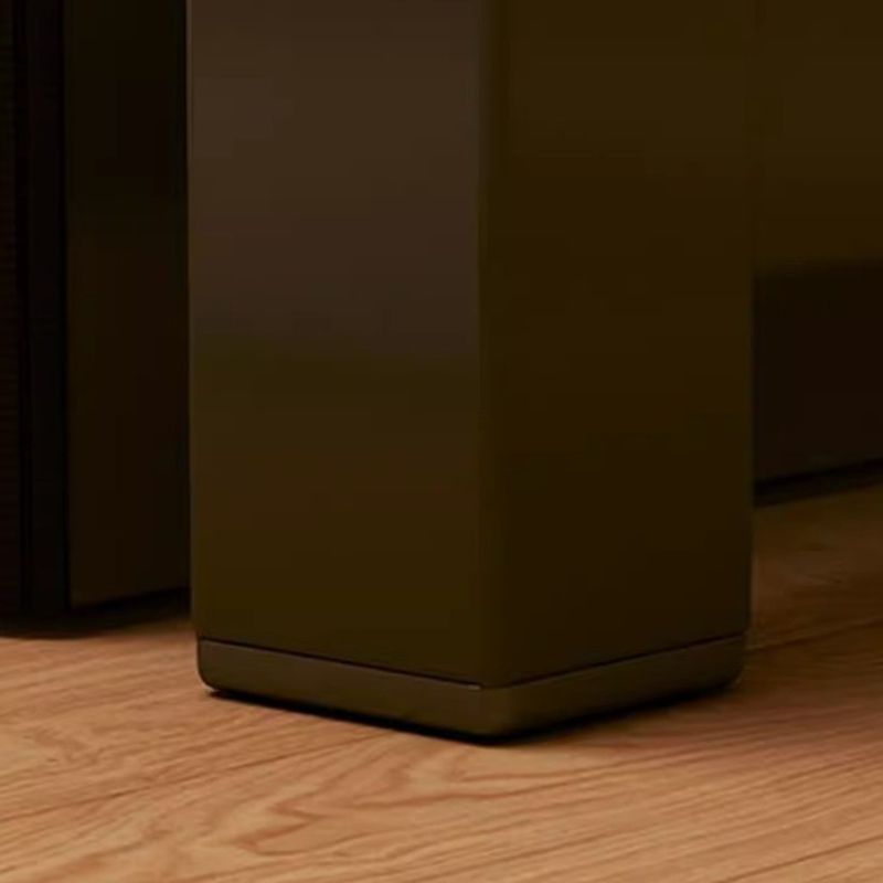 Chalk/Brown Minimalist L-Shape Distortion-resistant H-Shape Desk with Exterior Shelf and Wire Management in Natural Wood