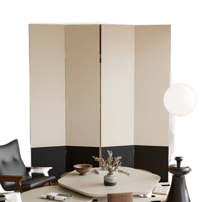 Minimalist Opaque Fold-up Screen Divider with Laminate Frame, 4 Panels, Double Sided Print, and Independent Design