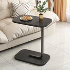 Contemporary C Shaped Engineered Wood Chairside Table, Black/Chalk/Brown Rectangle Top, Table Only