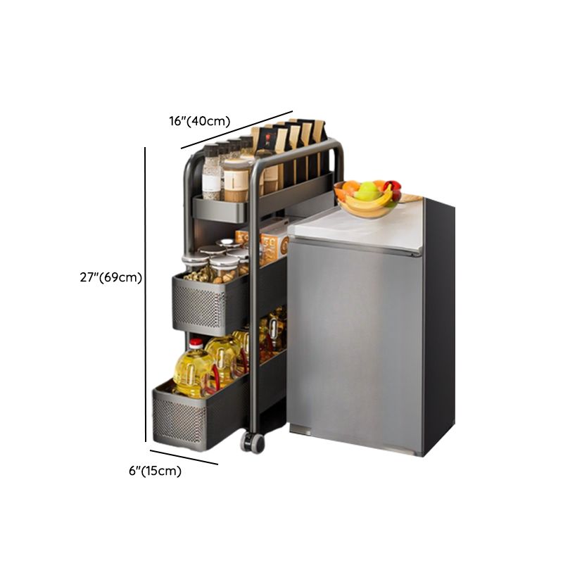 Portable Center with Wheels, Drawer, 4/3/2 Drawers, Exterior Shelving, Metal Countertop, Open Storage, Black/White Top