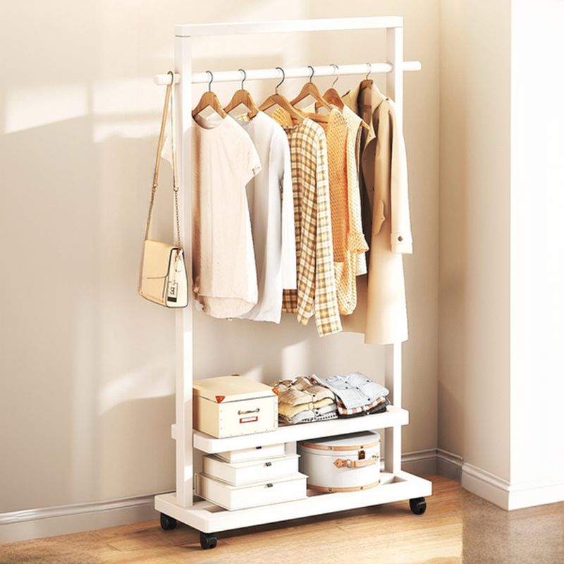 Black/White/Natural Hall Rack with Receptacle, 2 Shelves and 2 Hooks/5 Hooks in a Modern Simple Style