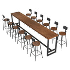 Simplistic Pub Table with Natural Wood Top and Trestle Base in Auburn/Natural Finish, Rectangle Shape with Foot Pedestal
