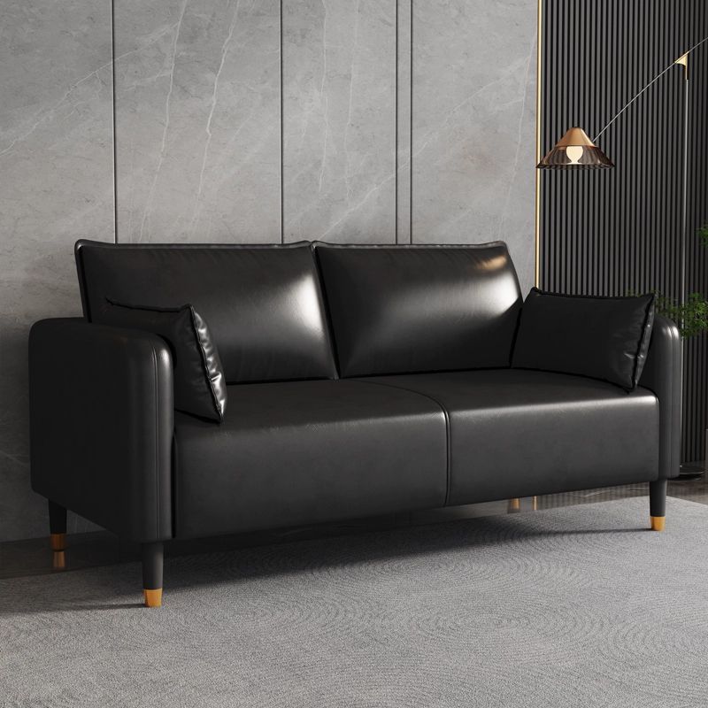 Modern Faux Leather Loveseat with Pillow Back and Foam Seat Fill