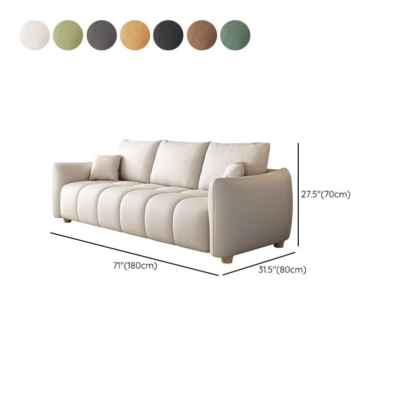 Modish Solid Color Stain Resistant Standard Sofa with Arm, 3-seater, and 2 Pillows