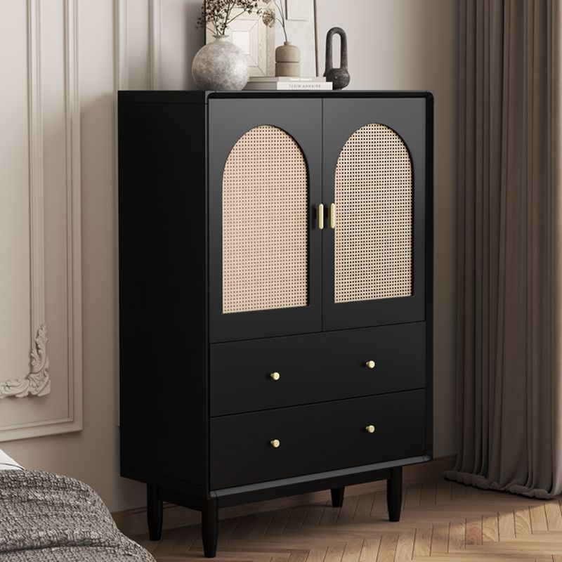 Trendy Raw Wood Wardrobe Chest Of Drawers with 4 Drawers, Hutch, 2 Interior Shelves, Horizontal
