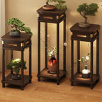 Auburn 2 Tiers Rectangle/Square Plant Stand Side Table with Natural Wood Top, 1 Piece Set, 2 Shelves, and Legs