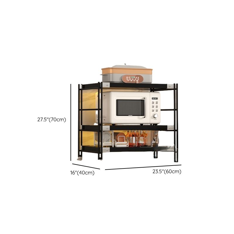 Black Contemporary Standard Baker's Rack with Butcher Rack, Steel Frame, Adjustable Shelves, and Rust Resistant