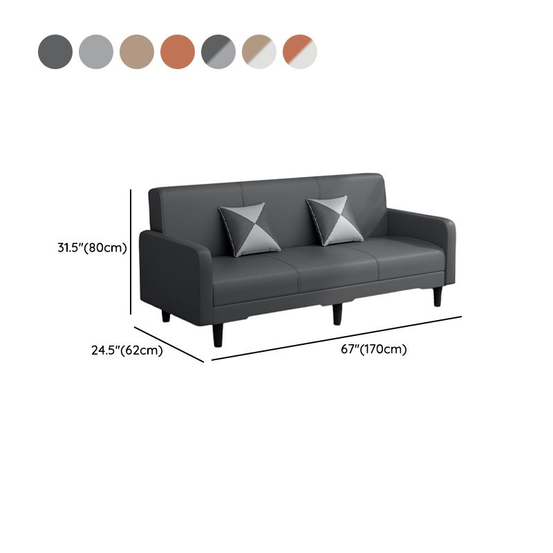 Trendy Solid Color Stain Resistant Standard Sofa in Grey/Cerulean/Beige with Arm, 4-seater/Seats 3 and 2 Pillows