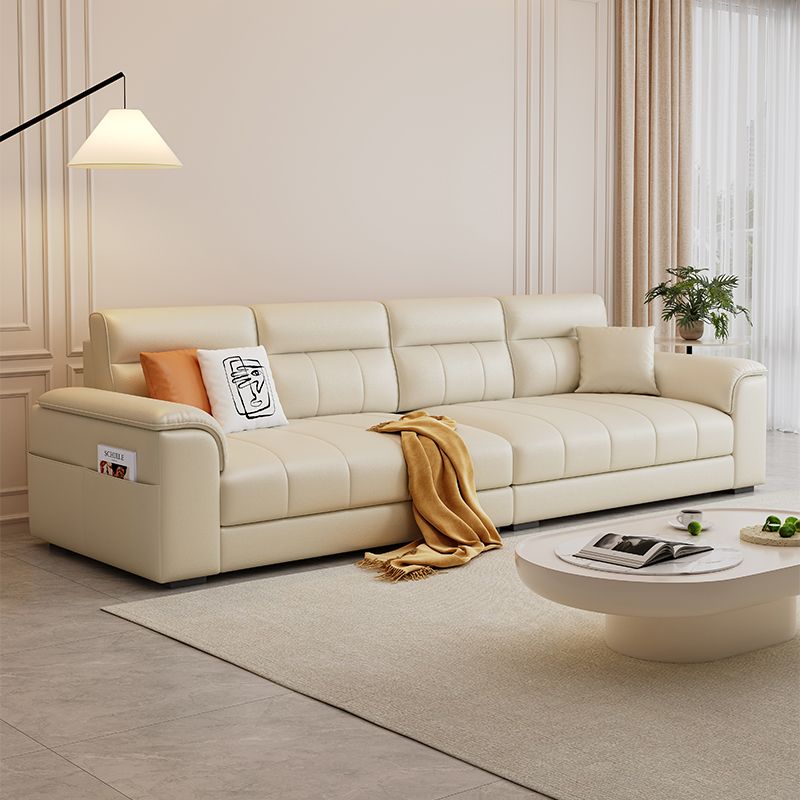 Modish Solid Color Stain Resistant Standard Sofa/Loveseat in Light Gray/White/Light Yellow for 6-Seater/5 Person/4-seater with 2 Pillows