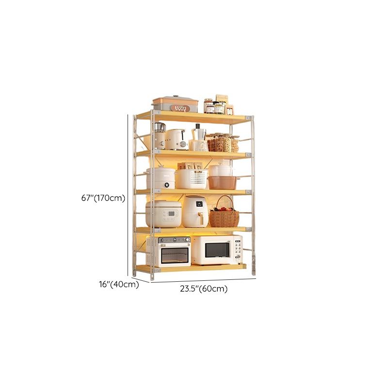 Unfinished Contemporary Standard Baker's Rack with Butcher Rack, Steel Frame, and Manufactured Wood Shelves