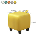 Trendy Square Solid Color Standard Ottoman in Slate Blue/Amber Color/Cream with Natural Wood Frame