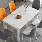 Trendy Chalk Glass Table with Gloss Finish and Legs for Seating 4, Scratch-proofed Tempered Glass