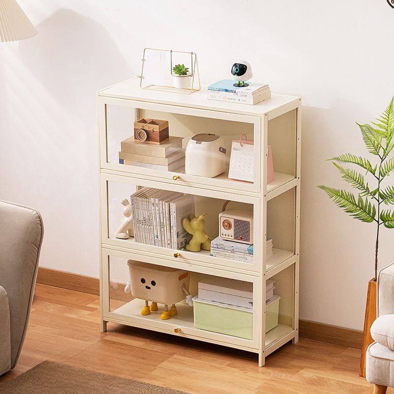 Ivory Rectangular Organizing Shelf with 6-Shelf, Vertical/Lateral Filing, Polymer Door, Closed Back