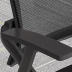 Multipurpose Chair with Exposed Back and Handrail, Foldable Coal Metal Frame, 1 Chair for Tile Flooring