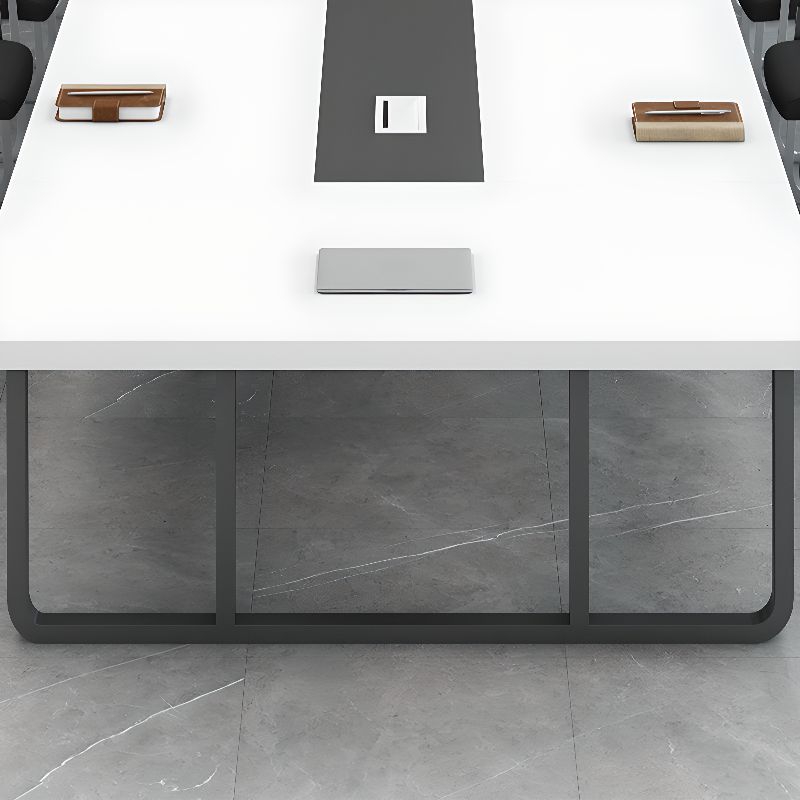 White Simple Office Conference Table, Crack-Resistant Rectangular Top, Seats 12+/Seats 8/12-person Seat, Manufactured Wood
