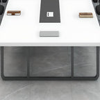 White Simple Office Conference Table, Crack-Resistant Rectangular Top, Seats 12+/Seats 8/12-person Seat, Manufactured Wood