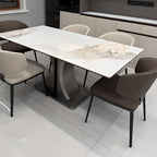 Ink Base Stone Dining Table for 4-8, Anti-Fouling Sintered Stone Tabletop