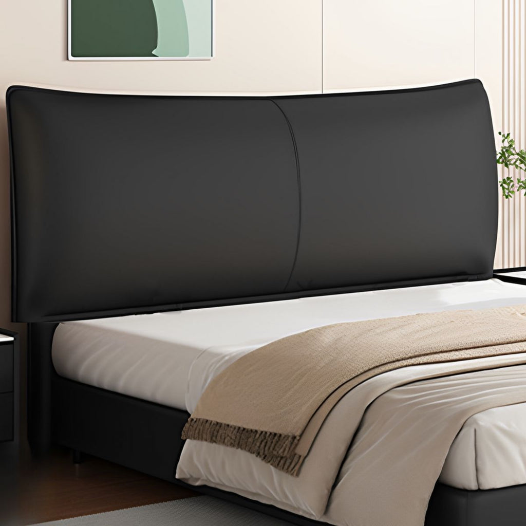 Trendy Panel Headboard in Natural Wood with No Distressing, Rectangle Shape for Queen/Full Bed, Featuring Sponge Upholstery and Standard Height