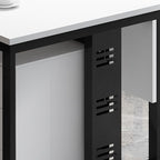 Cocoa/Black/Chalk Rectangular Metal Base Scratch Resistant Desk with Toboggan Base, Cable Management, CPU Storage, and Front Splash