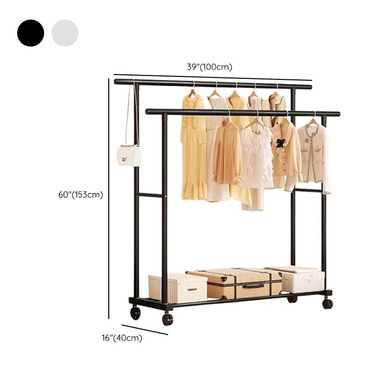 Modern Simple Style Hall Rack with Receptacle Storage, 1 Shelf/2 Shelves, Steel Frame, and Alloy Hook