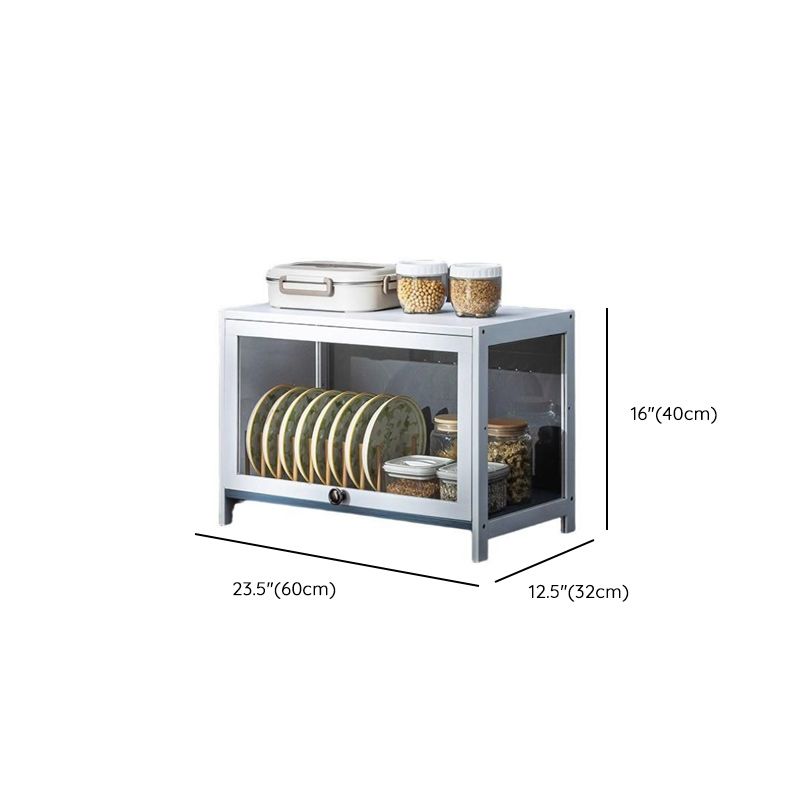 Beige Bambusa Floor Display Stand with Multiple Cabinets (4/3/2), Shelves (4/3/2), and Doors (4/3/2)
