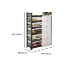 Art Deco Carbon Steel Rectangle Shoe Rack with Ink Finish and Adjustable Shelves for 31-40 Pairs in Drawing Room