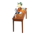 Trendy Rectangular Natural Wood Writing Table with Auburn/Unfinished Color Drawers
