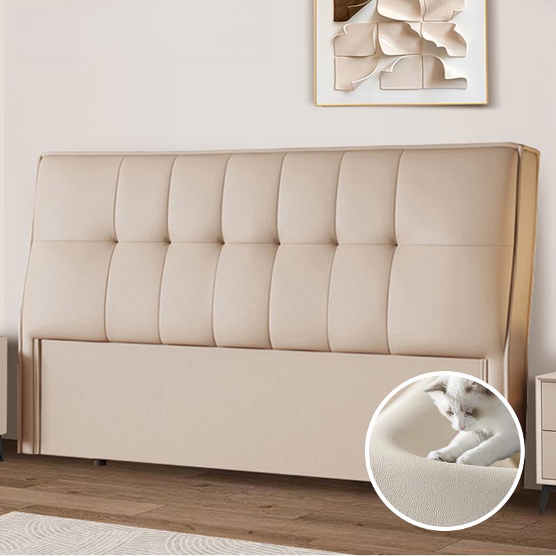 Simplistic Panel Headboard with No Distressing, Piled Tufted Rectangular Design for King/Twin XL/Queen Bed, Sponge Upholstery Fill, Standard Height