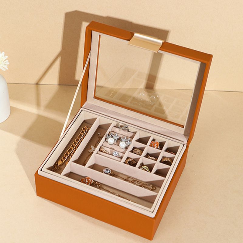 Modern & Contemporary Solid Color Artificial Leather Jewelry Armoire