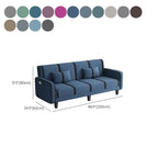 Striped Convertible Sofa in Pu Leather/Flannel with Cerulean/Light Brown/Off-White Upholstery and Armrest