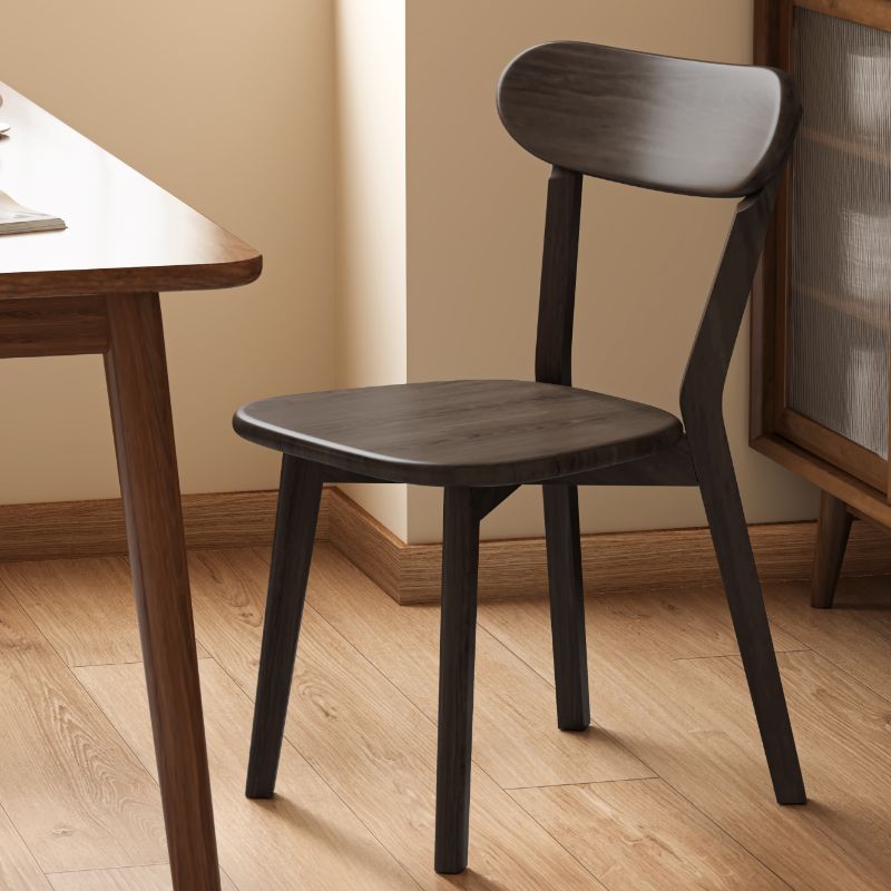 Art Deco Dinette Side Chair with Ventilated Back, Ink/Tan/Unfinished Color Natural Wood Legs, and Foot Pads