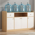 Art Deco Sideboard with 2/1 Drawers, Standard/Narrow 2 Shelves Larder Storage, Lumber Countertop, and 4/3 Doors