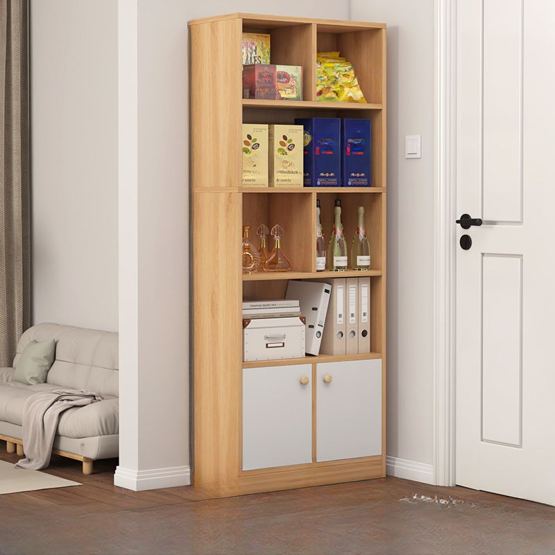 Sleek Wooden Cabinet Set with Receptacle Storage and Uncovered Storage