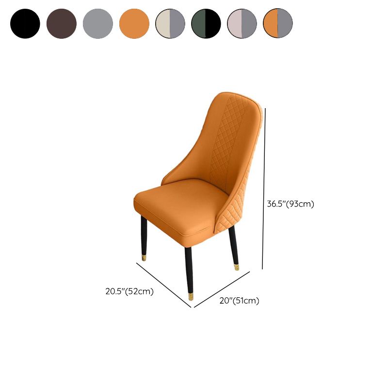 Art Deco Dinette Side Chair with Enclosed Back, Cushion Upholstery, Ink Alloy Legs, and Foot Pads