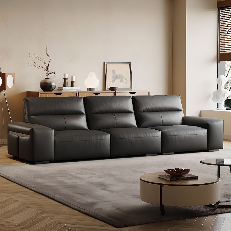 Modish Solid Color Stain Resistant Standard Sofa/Loveseat in Black for 4-seater/3-seater/2