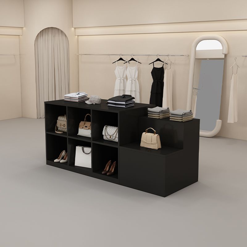 Display Table with Locker Feature, Rectangle Shape, Coffee Base, 30 to 39 in Height, Reclaimed Wood Frame, Unfinished Finish, 20 to 29 in Width