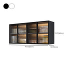 Glass Doors Solid Wood Wall Mount Display Stand with 2 Shelves for Small Kitchen in a Modish Style