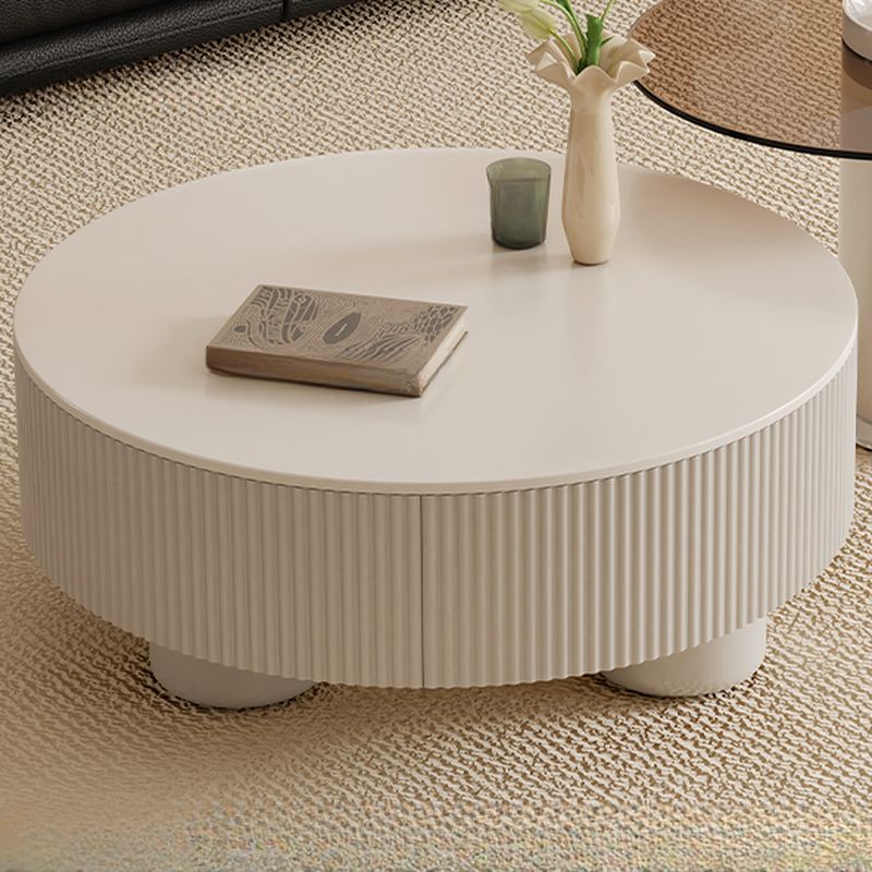 Simplistic Single Slate Side Table with Tripod Base in Chalk Circular Design and 2 Drawers