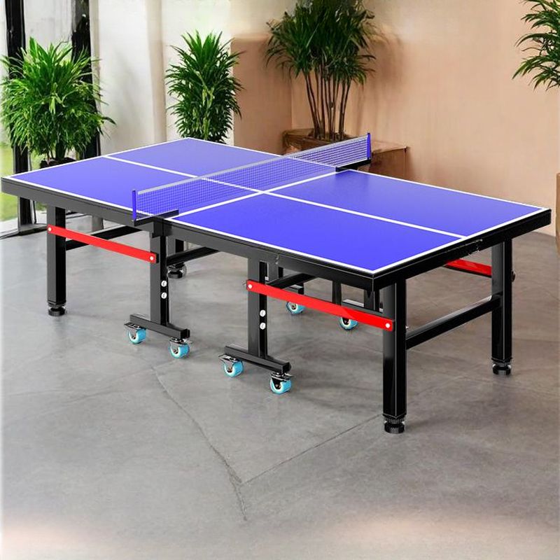 Versatile Indoor and Outdoor Ping Pong Table with Dark Blue Composite Wood Top and Included Table Tennis Paddle