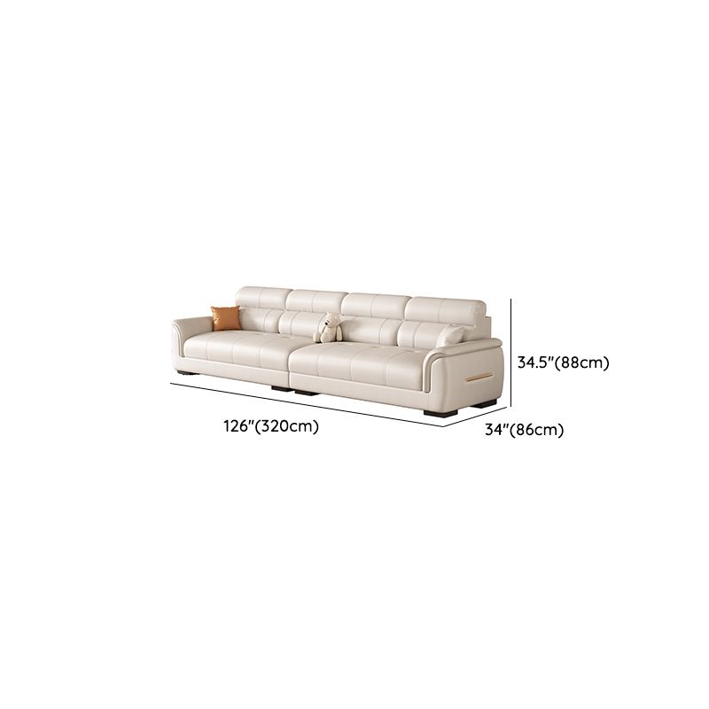Trendy Solid Color Stain Resistant Standard Sofa/Loveseat/Single Sofa in Beige with Arm, Seats 2 People/5 Person/Seats 3, and 2 Pillows