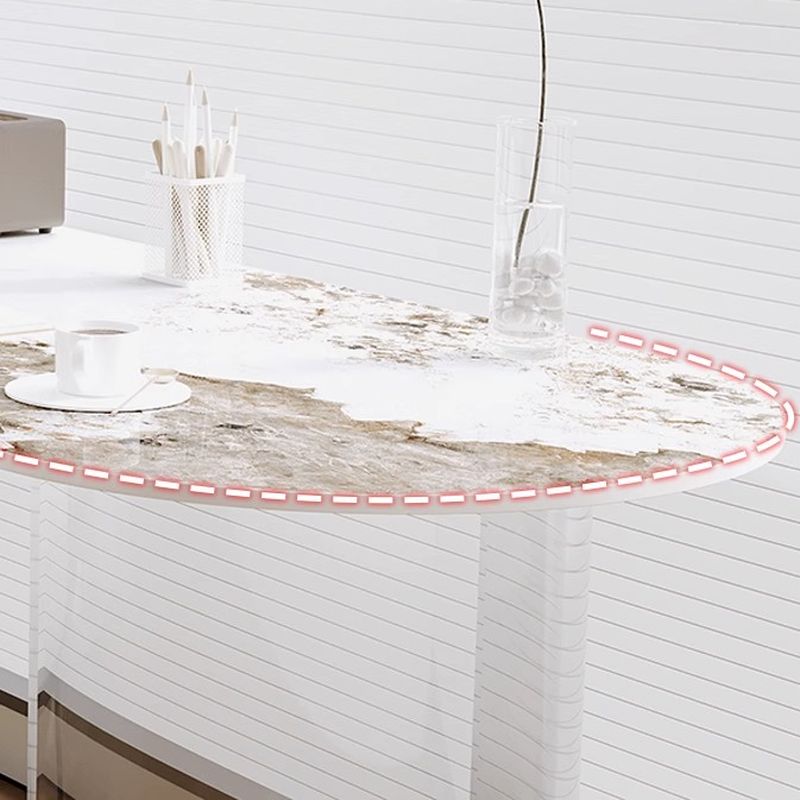 Casual Writing Desk with Easy Assembly, Heat Resistant Double Pedestal Base, Ink/Chalk Stone/Slate Top