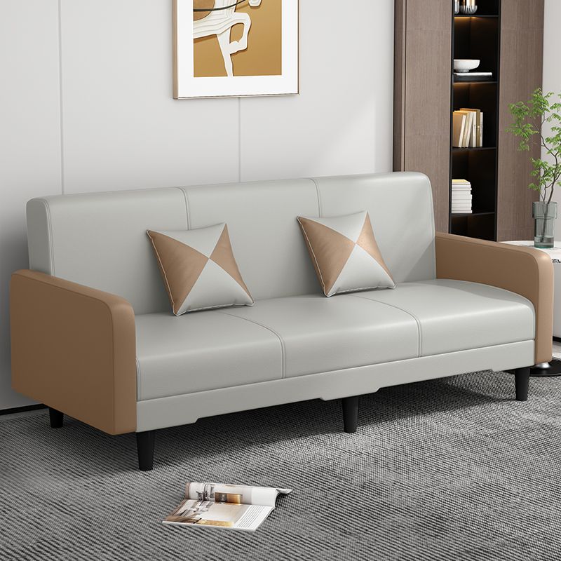 Convertible Sofa in Gray/Cerulean/Off-White with Armrest and 3 Pillows
