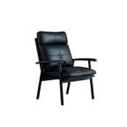 Art Deco Solid Color Arm Chair with Sewn Pillow Back in Ink/Light Brown, Arms, and Removable Cushions