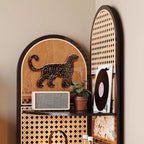Modern Simple Style Nook Detached Decorative Cabinet with 3/4 Exterior Shelves, Composite Wood, Matte Black Top, and Stain Resistant
