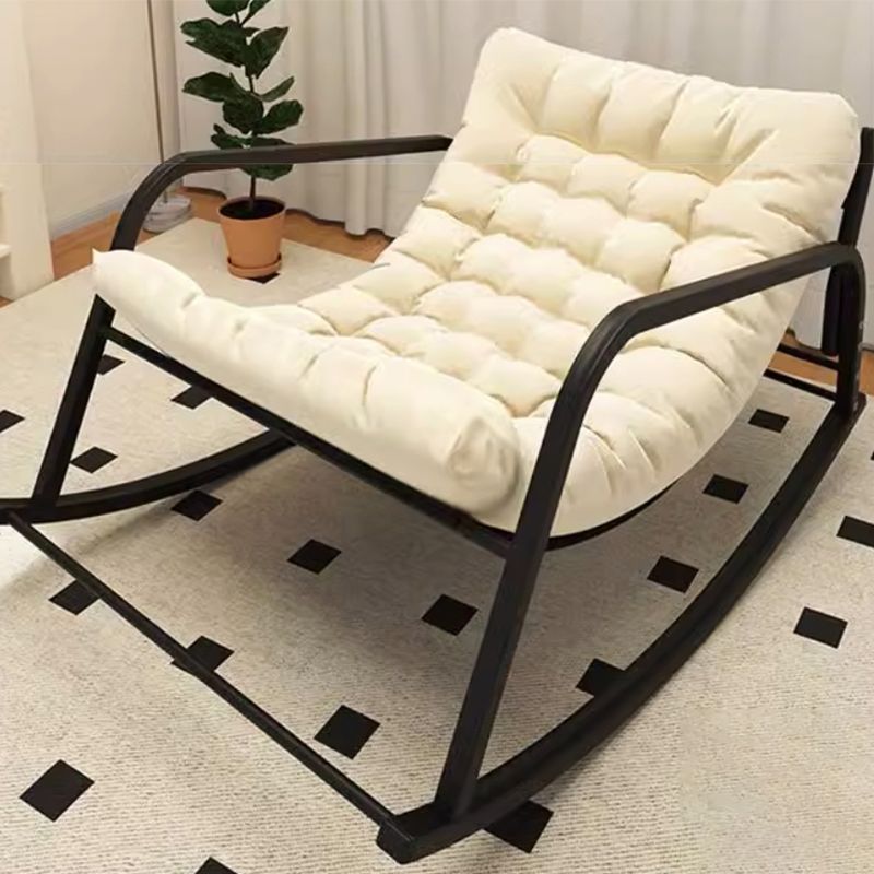 Elegant Black Upholstered Rocking Chair with Slipcover - Modern Style Design for Two People