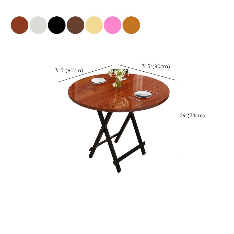 Trendy Folding Circular-shaped Bi-fold Table in Midnight Black/White, Crack Resistant with MDF Wood Top