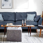 Wood Legs Modern Flared Arm Sofa Leather Standard Tufted Sofa