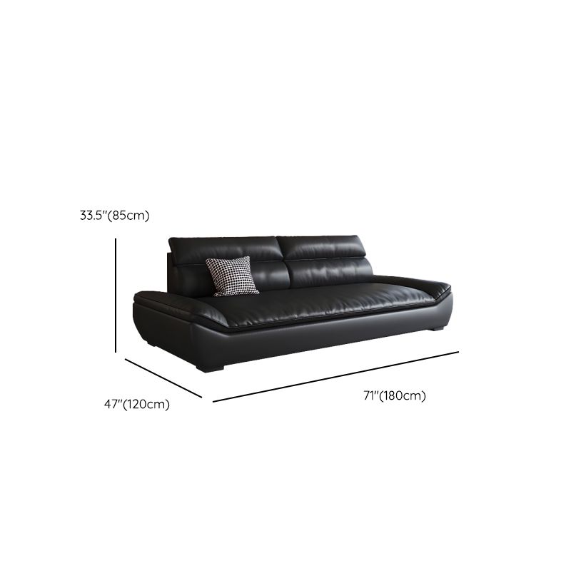 Contemporary Modern Solid Color Stain Resistant Standard/Single Sofa in Midnight Black, Seats 4/5/3 with 1 Pillow