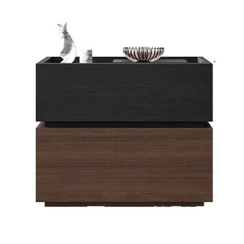 Modish Nightstand With Drawer Organization, 2 Drawers, and Lumber Countertop