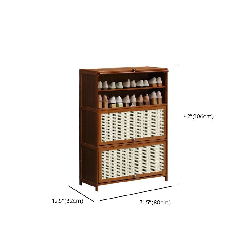Tan Bamboo 9 Tiers/7 Tiers/5 Tiers Storage for Shoes with Dustproof Cover